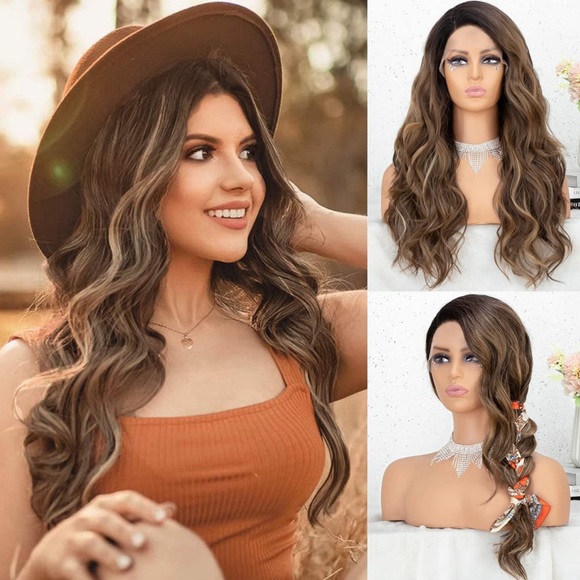 - 18” BROWN OMBRÉ BODY WAVY lace front wig *NEW*